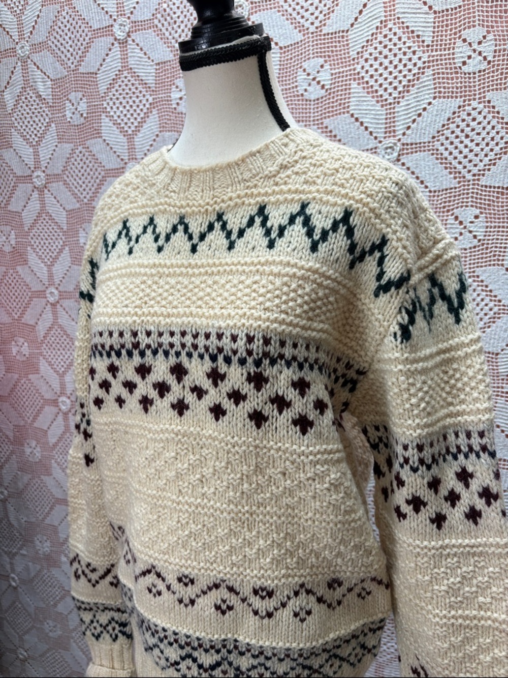 Polo Ralph Lauren Hand Knit Wool Sweater Fair Isle Size S - Picture 2 of 9